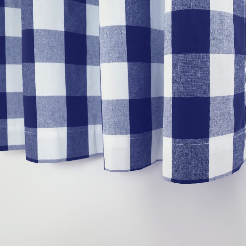 NATUS WEAVER Buffalo Check Curtains 45 inches Long Cotton Basement Navy Blue and White Gingham Plaid Kitchen Window Curtain Panels Living Room Checker Drapes Bedroom Rod Pocket Window Treatment 2 Panels - Image 5